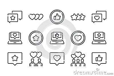 Feedback and Testimonials related line icon set. Vector Illustration